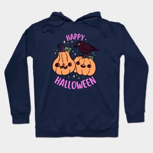 Happy halloween a Cute pumpkin friend with a crow Hoodie